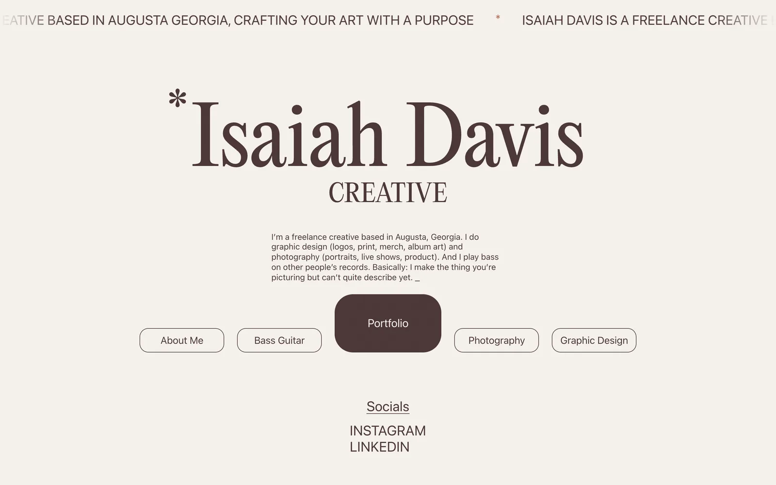 Isaiah Davis Creative home page