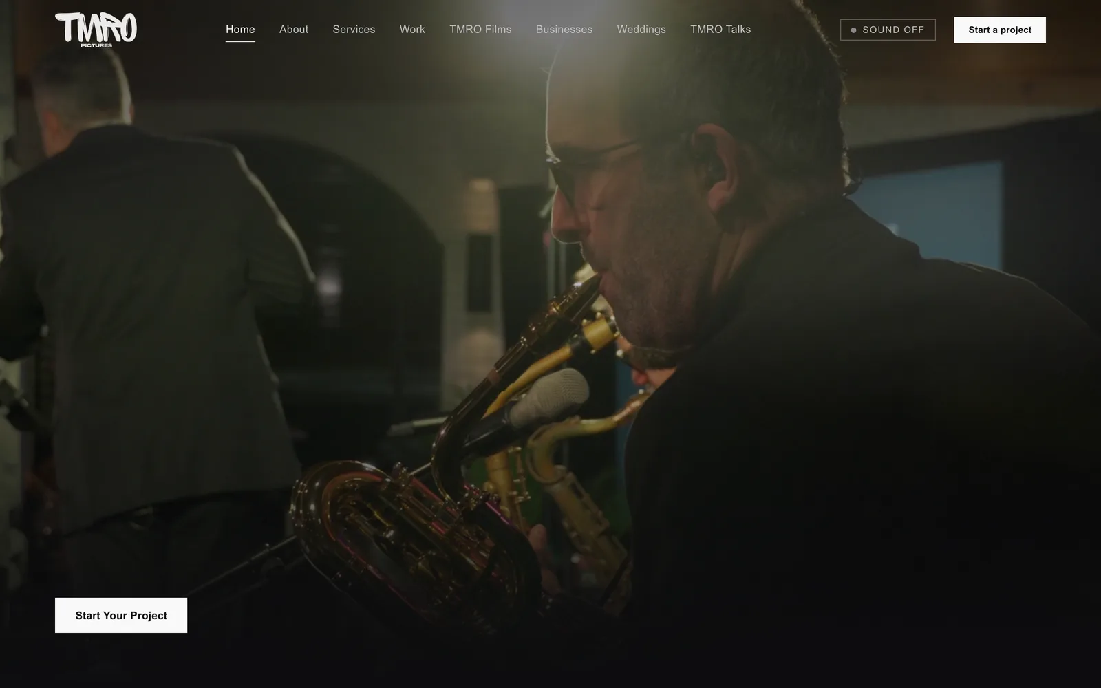 TMRO Pictures home page with the cinematic reel
